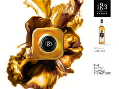 1883 Maison Routin label close-up highlighting roasted hazelnut flavor authenticity