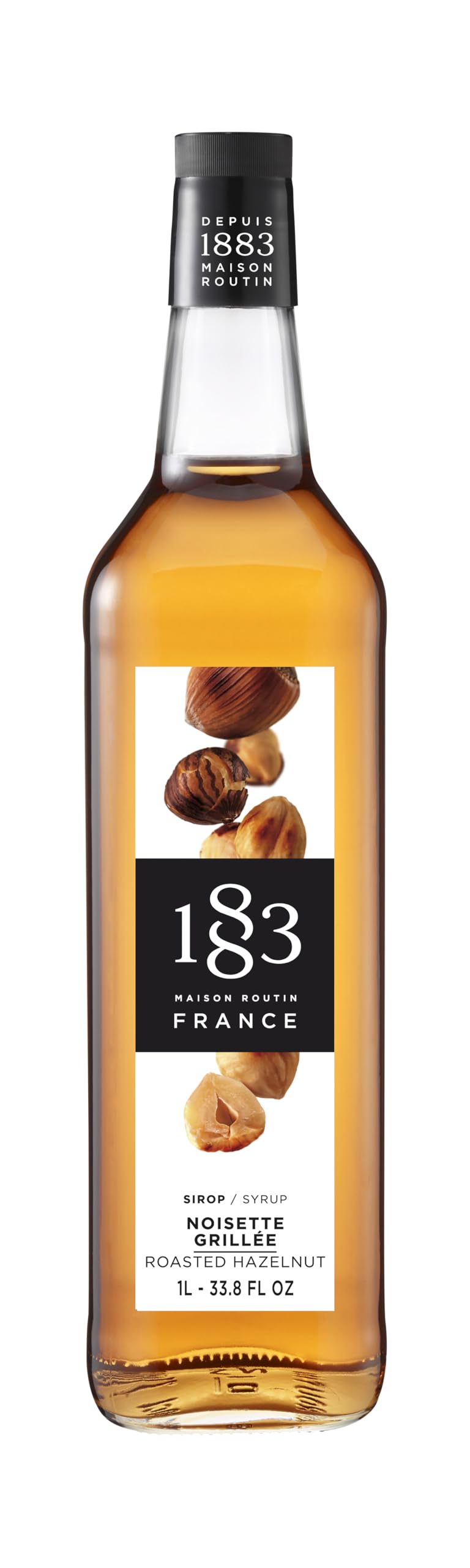 1883 roasted hazelnut bottle front label showing flavor and premium café-quality taste