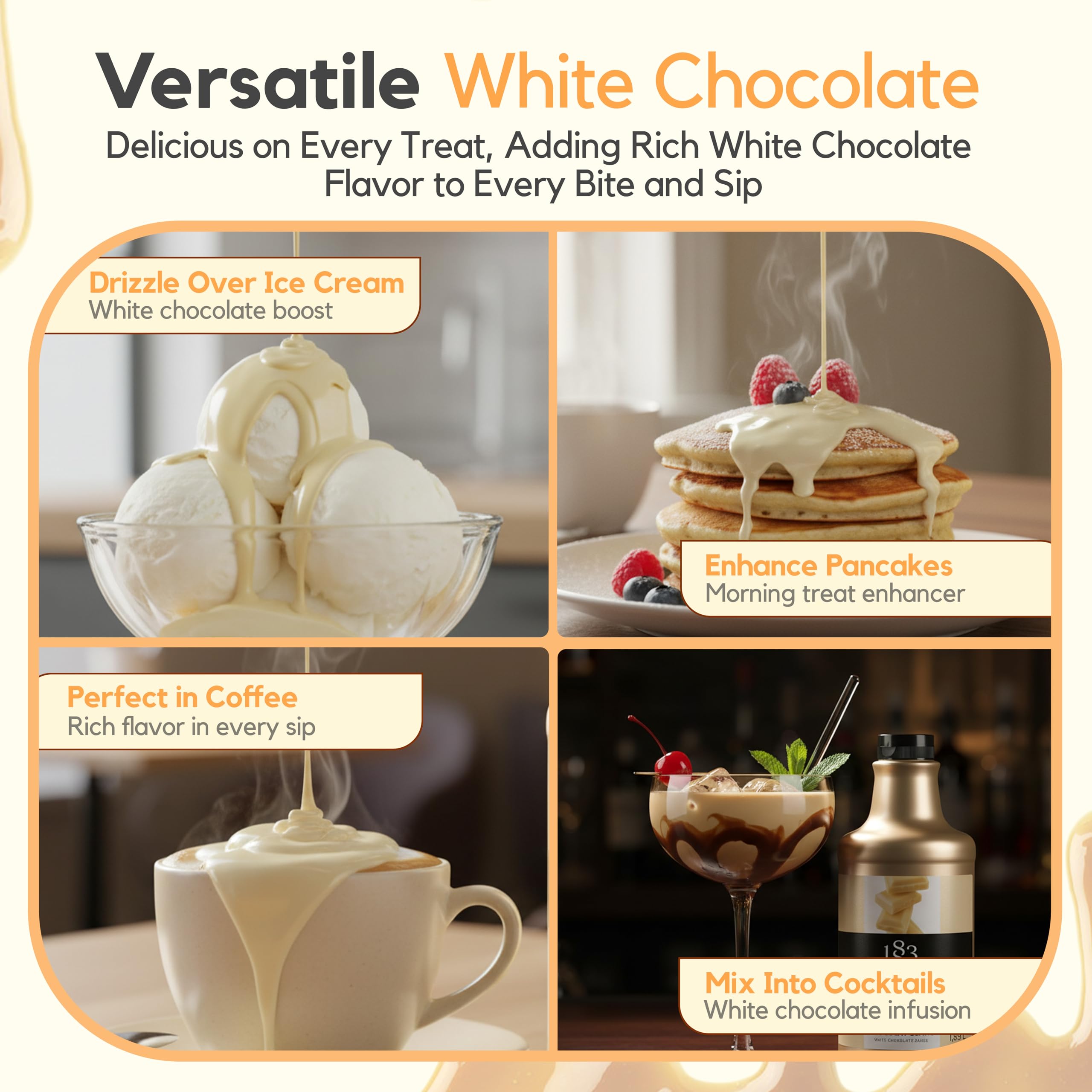 1883 Maison Routin drizzled on a latte demonstrating creamy flavor enhancement