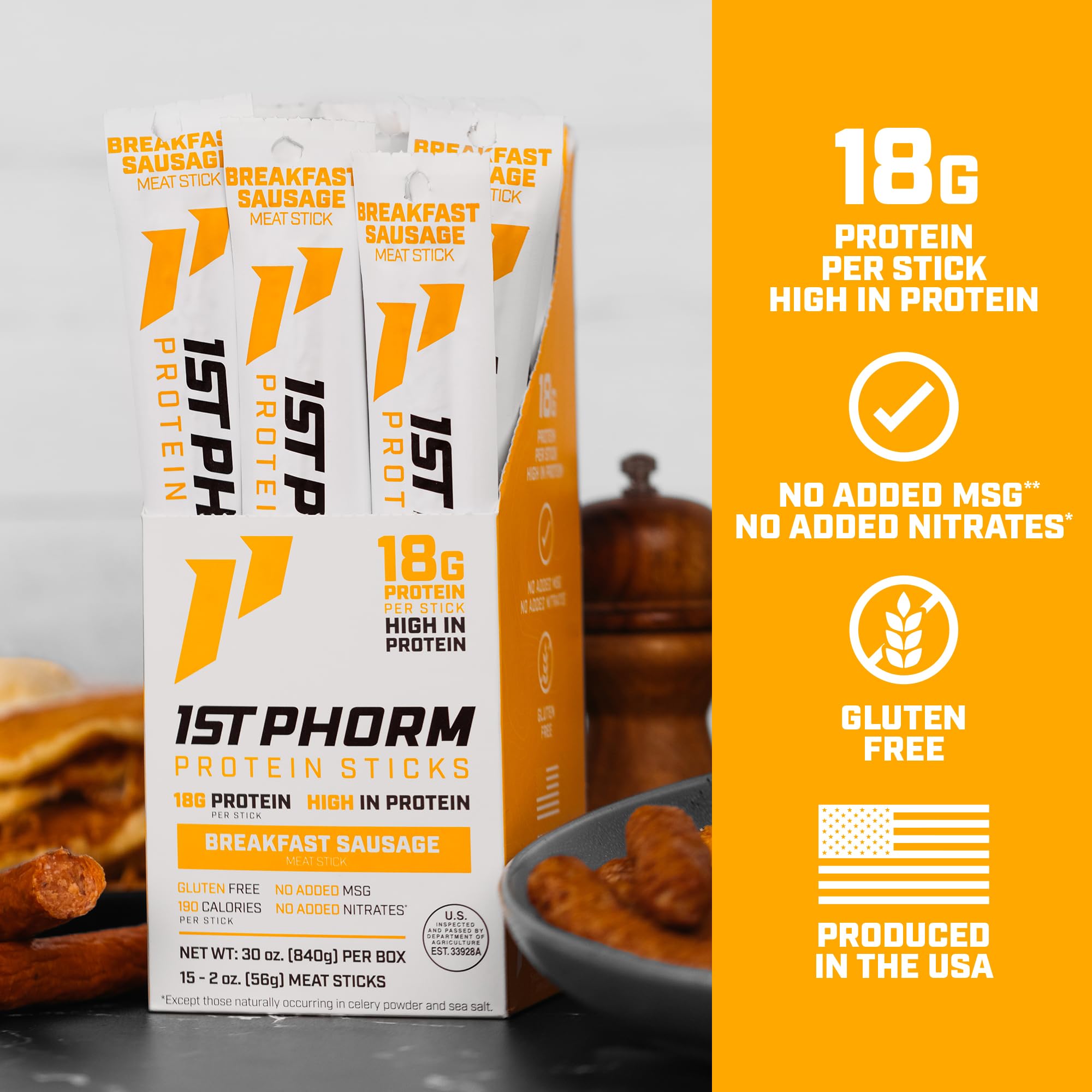 1st Phorm individually wrapped stick ready to grab for convenient protein