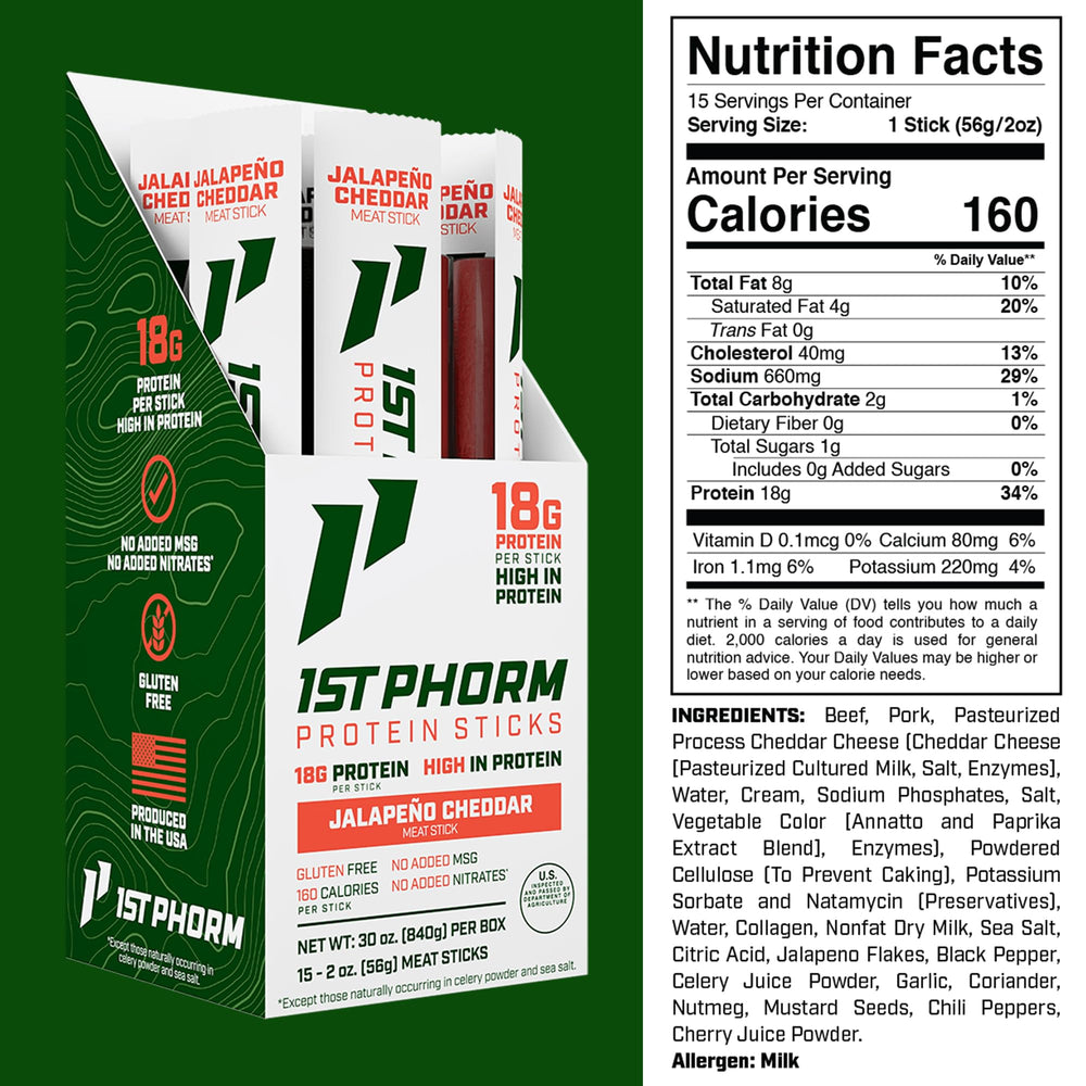 1st Phorm close-up texture of meat stick highlighting hearty, real-meat bite benefit