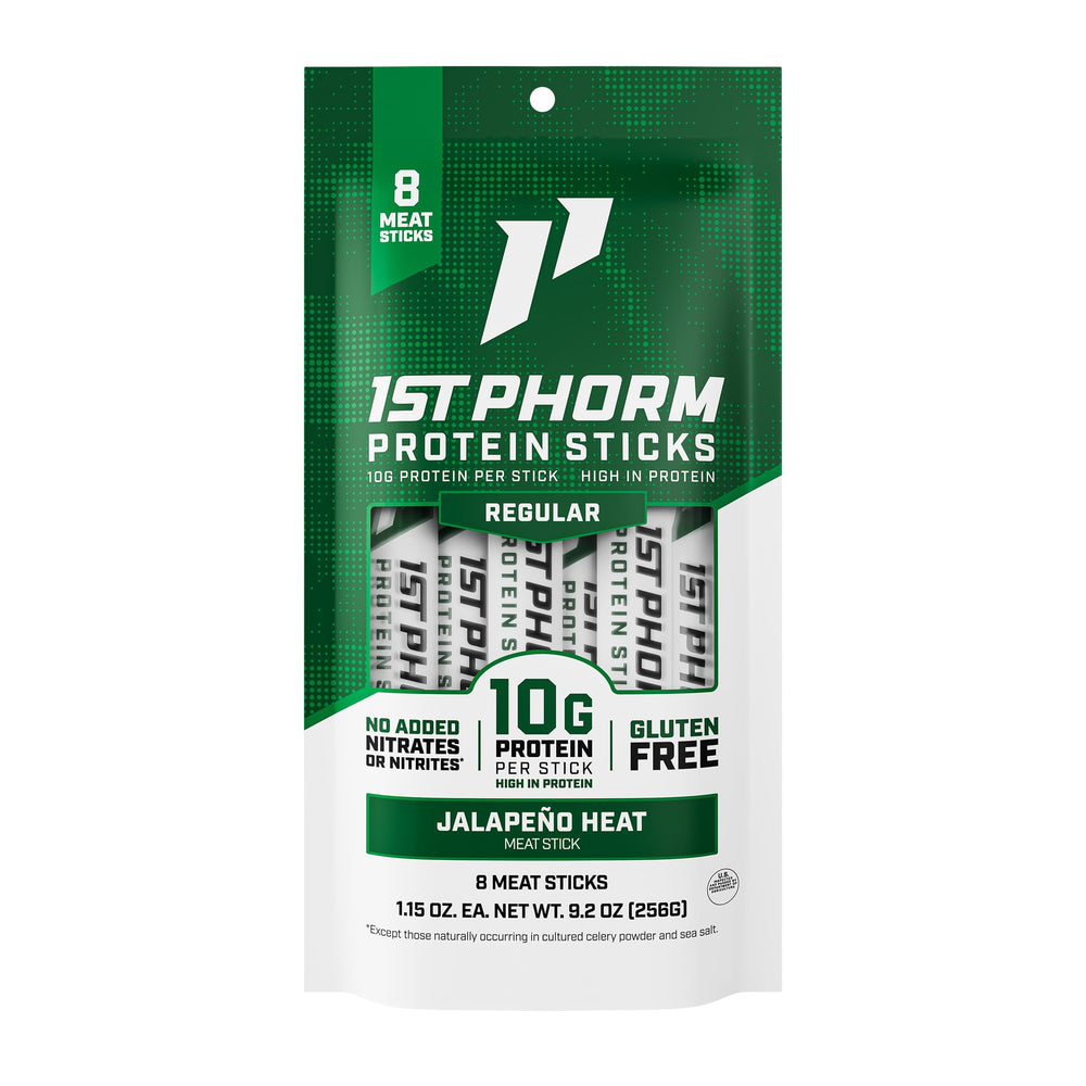 1st Phorm meat stick in outdoor setting showing travel-ready snack