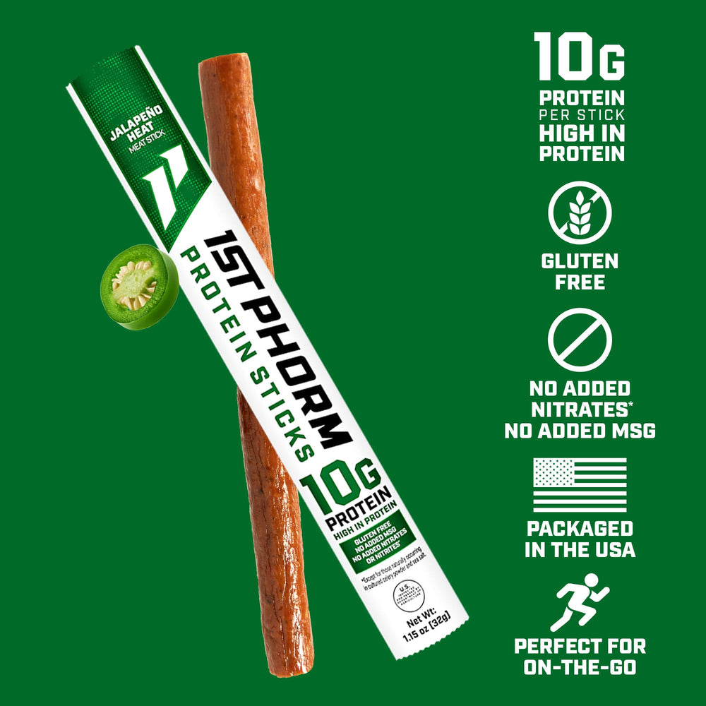 1st Phorm close-up texture of meat stick highlighting real beef flavor