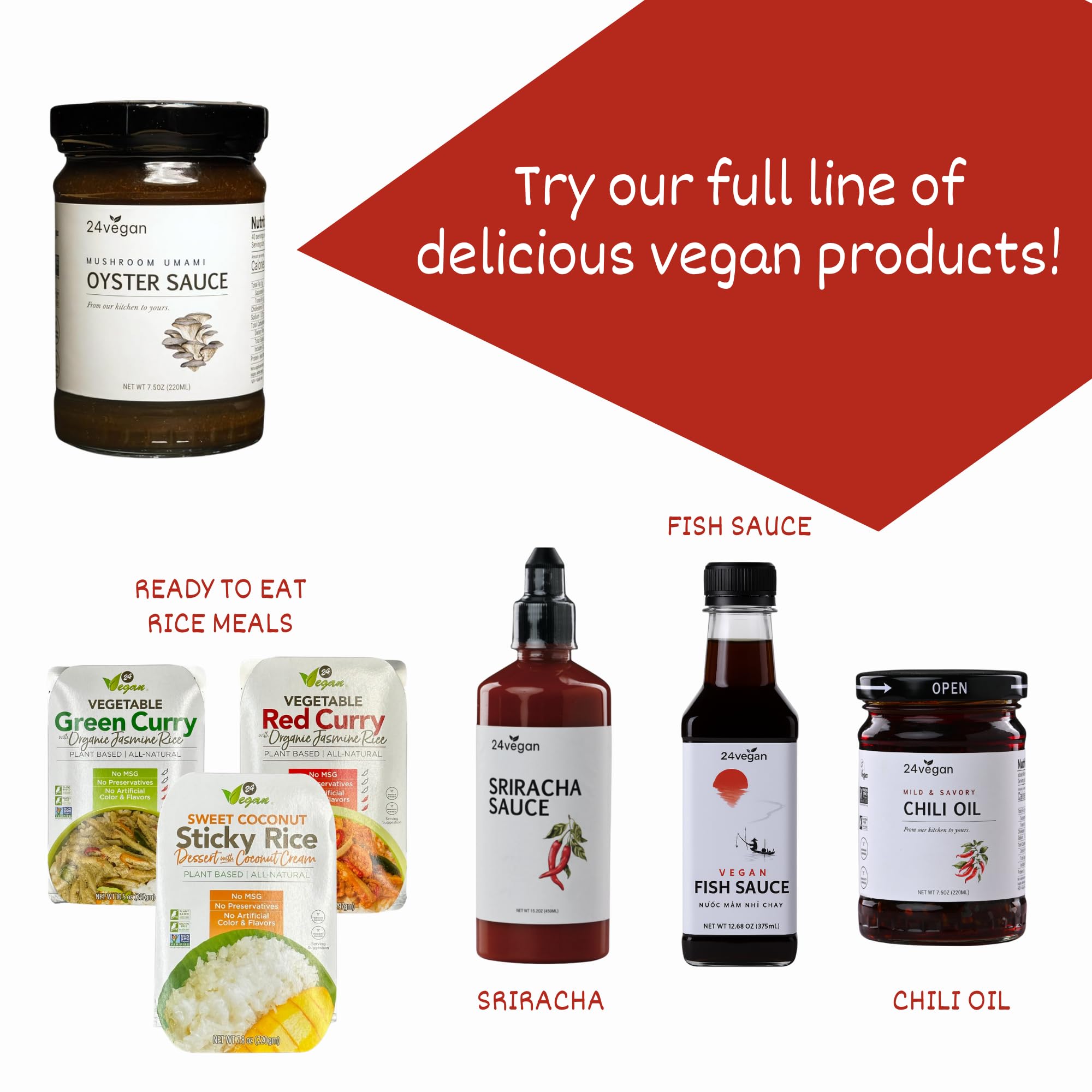 24 VEGAN bottle next to ingredients illustrating size and pantry-ready scale