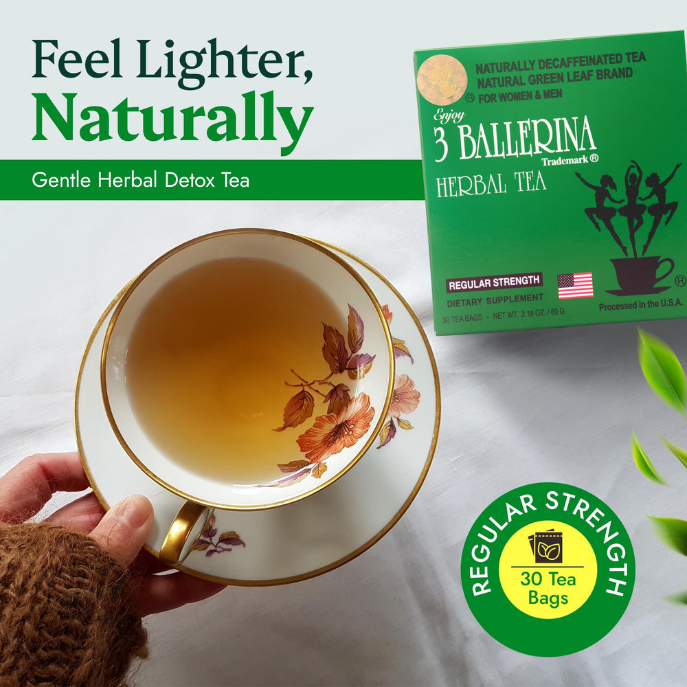 3 Ballerina tea in morning routine portraying caffeine-free substitute for sodas benefit