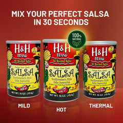 30 SECOND SALSA open can with dry mix visible for easy salsa preparation