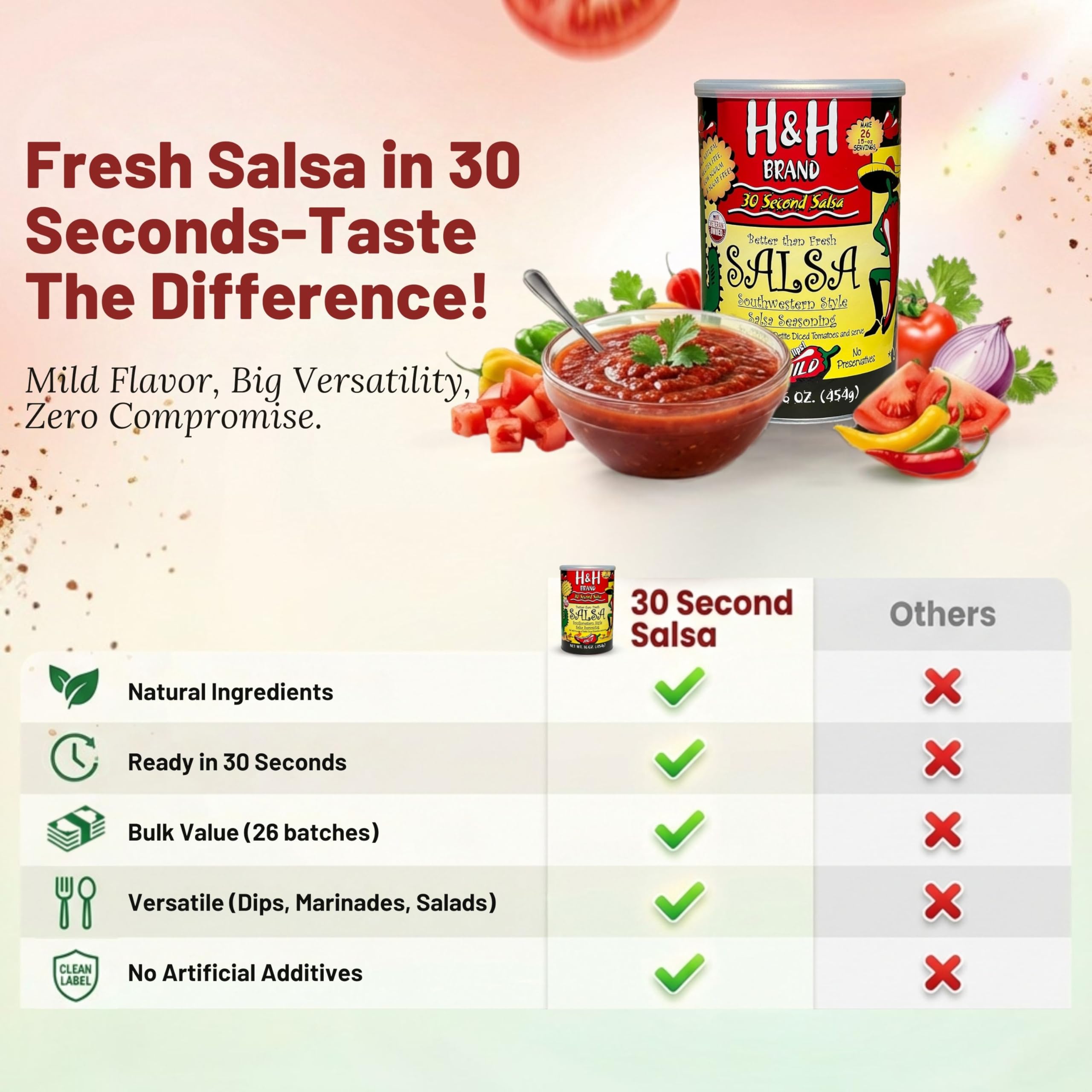 30 SECOND SALSA served with tortilla chips at a party to feed crowds