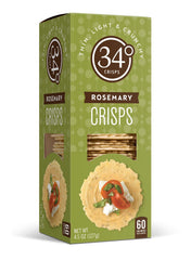 34° close-up showing thin crisp texture and delicate rosemary flecks