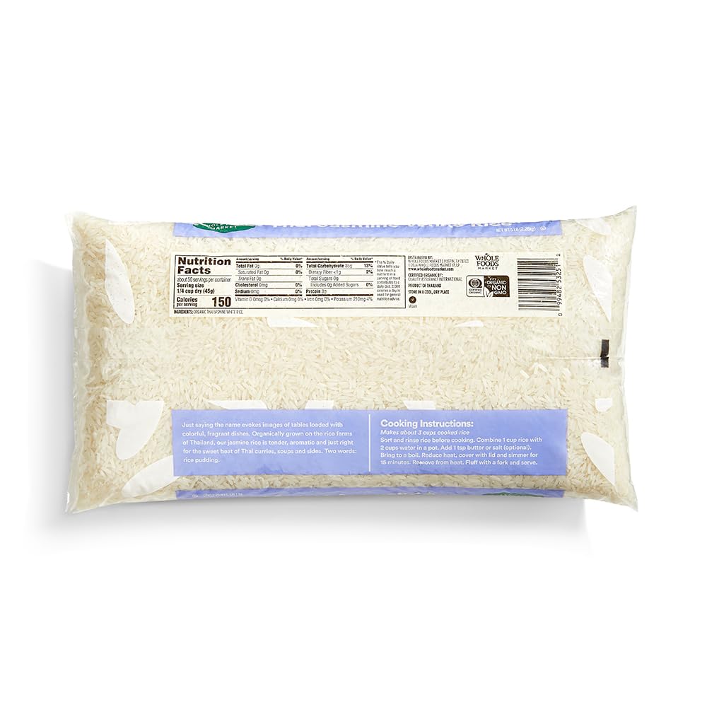 365 by Whole Foods Market jasmine rice cooked in white bowl, fluffy texture ready for meals
