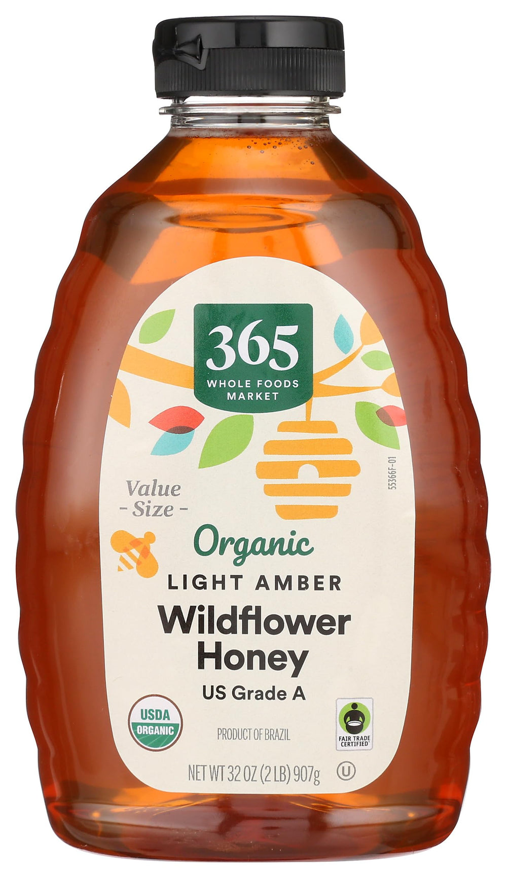 365 by Whole Foods Market front label showing organic and fair trade benefits
