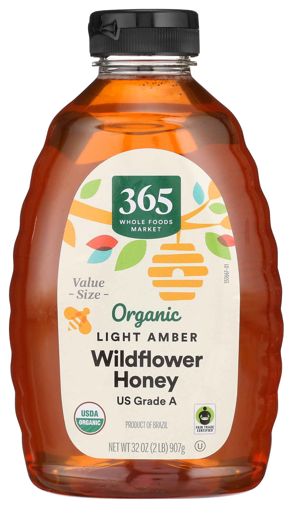 365 by Whole Foods Market front label showing organic and fair trade benefits