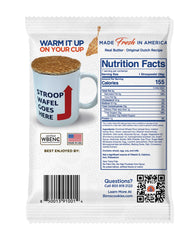 3Bros stroopwafel unwrapped resting on coffee cup showing steam-softening benefit