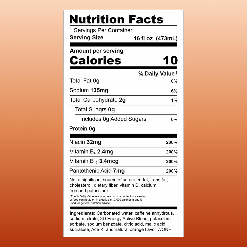 3D Orange Cream next to a water bottle to show the 16 oz can size and on-the-go convenience