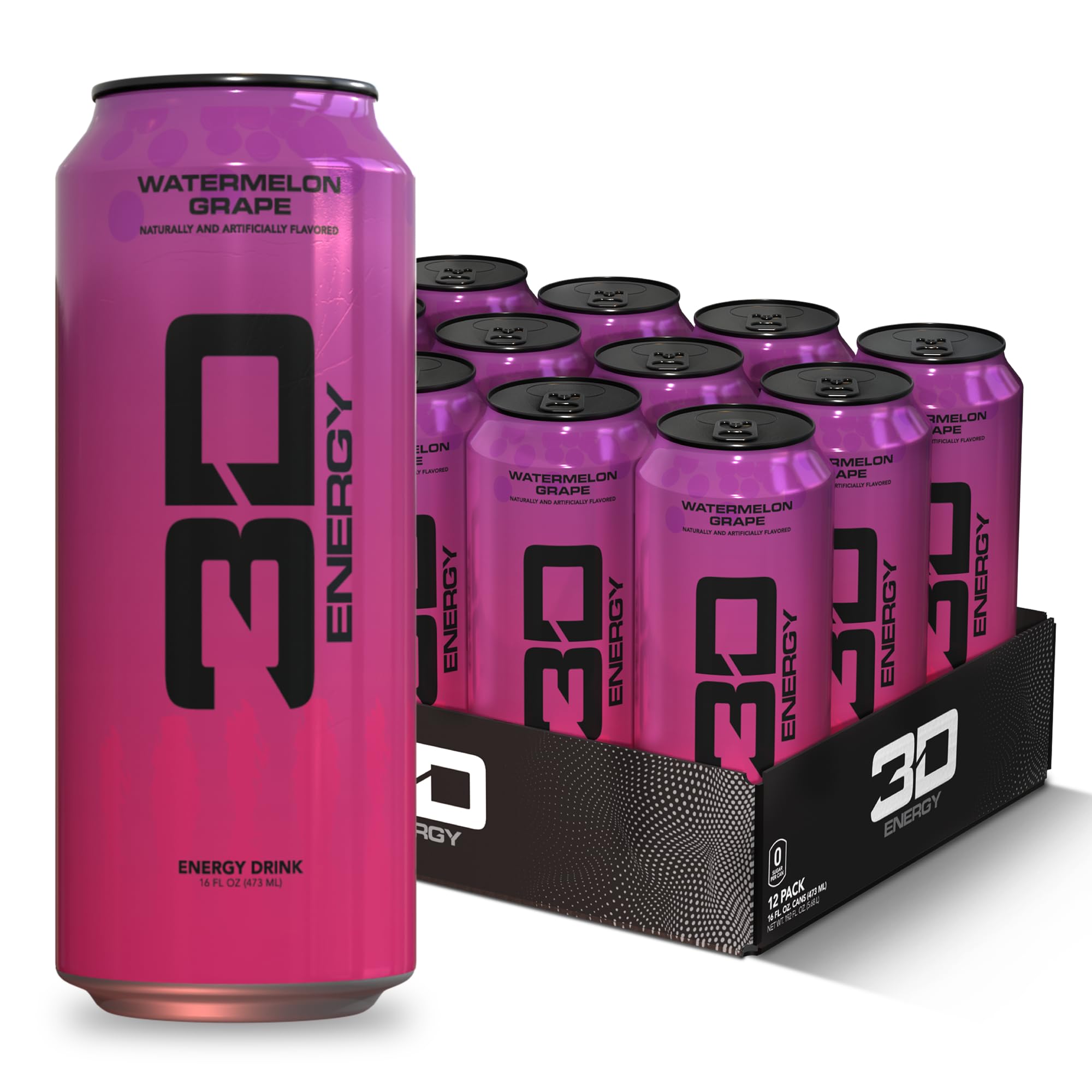 3D Watermelon Grape front can view showing bright branding and refreshment benefit