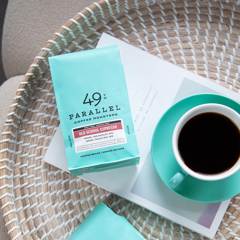 49th Parallel 340 g bag next to scale showing exact size and portion