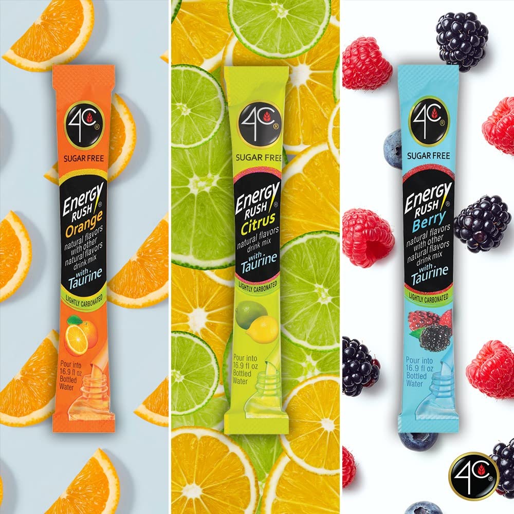 4C stix beside a water bottle illustrating packet size and portability advantage
