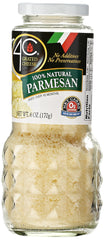 4C front packaging of 6 oz grated Parmesan shows natural label and no additives benefit