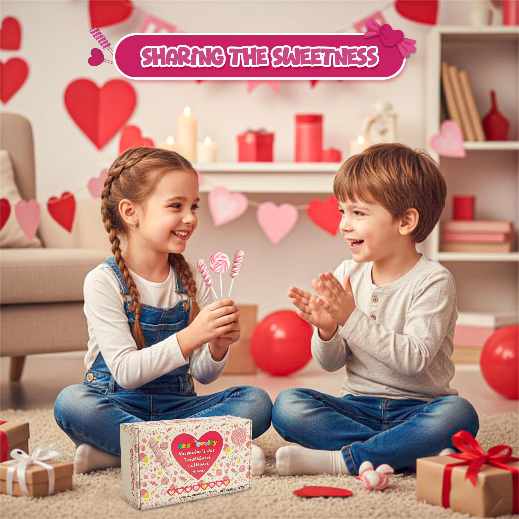 4E's Novelty twist lollipop detail showcasing spiral design and playful presentation
