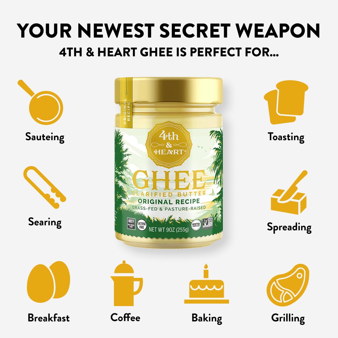 4th & Heart jar next to a measuring cup showing the 32 oz scale benefit