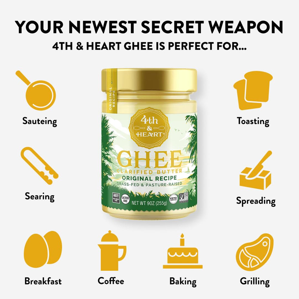 4th & Heart jar next to a measuring cup showing the 32 oz scale benefit