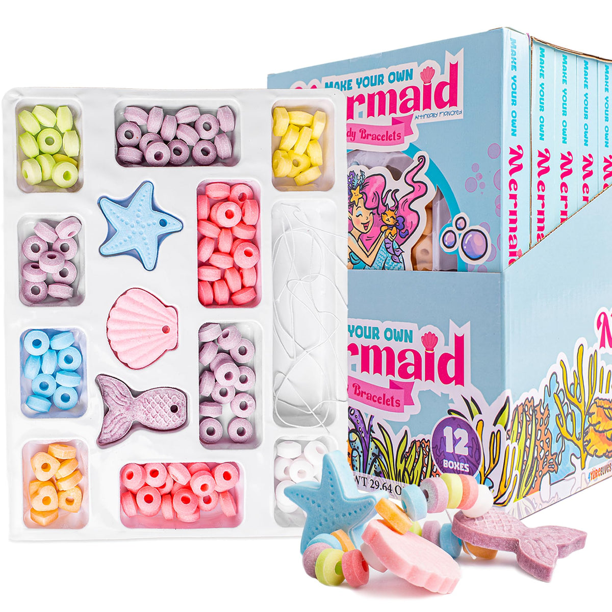4YoreElves mermaid favor box front showing themed artwork and sealed pack, perfect for quick party distribution