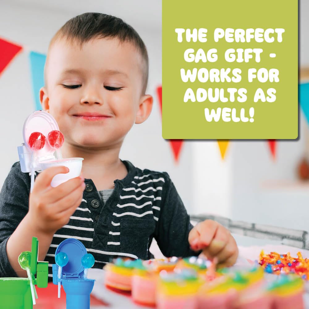 4YoreElves plunger lollipops clipped to toilet lid demonstrating ease of use