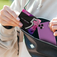 Hand holding 5 Gum Evolution pack to show size and pocket portability