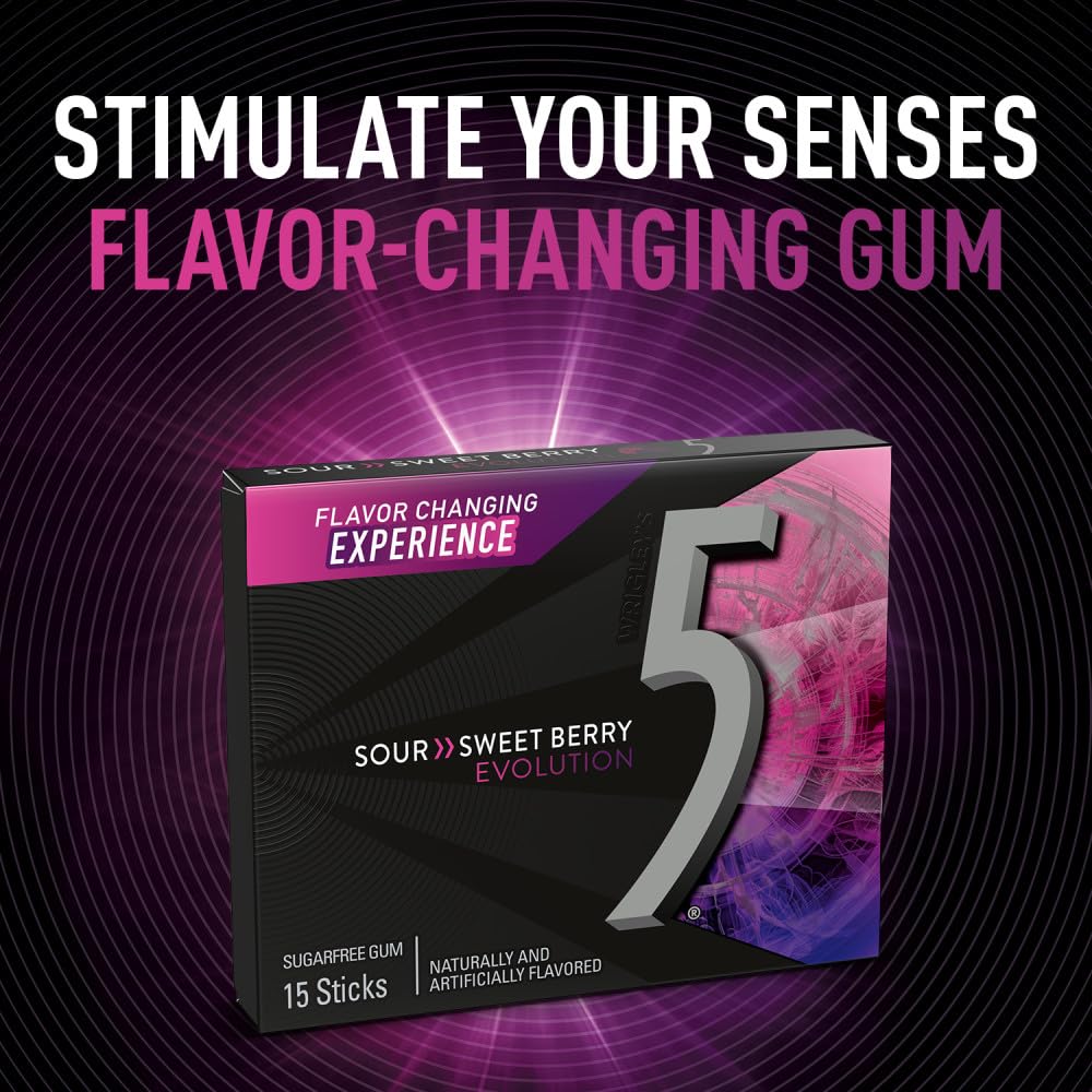5 Gum Evolution open pack with visible sticks ready to share and chew