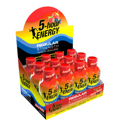 5-hour ENERGY berry front packaging shows 12-pack convenience for quick access