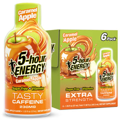 5-hour ENERGY front packaging showing 6-count pack and flavor for quick grabs