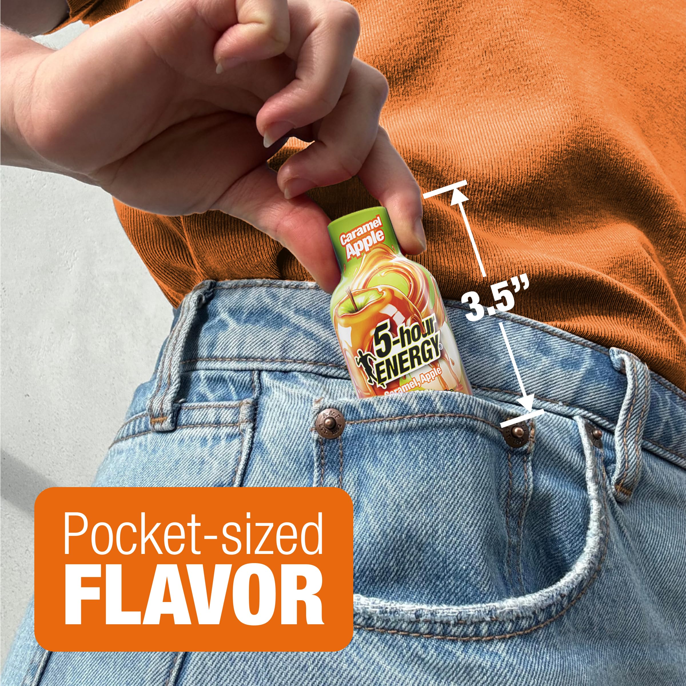 5-hour ENERGY bottle peeking from backpack pocket for on-the-go convenience