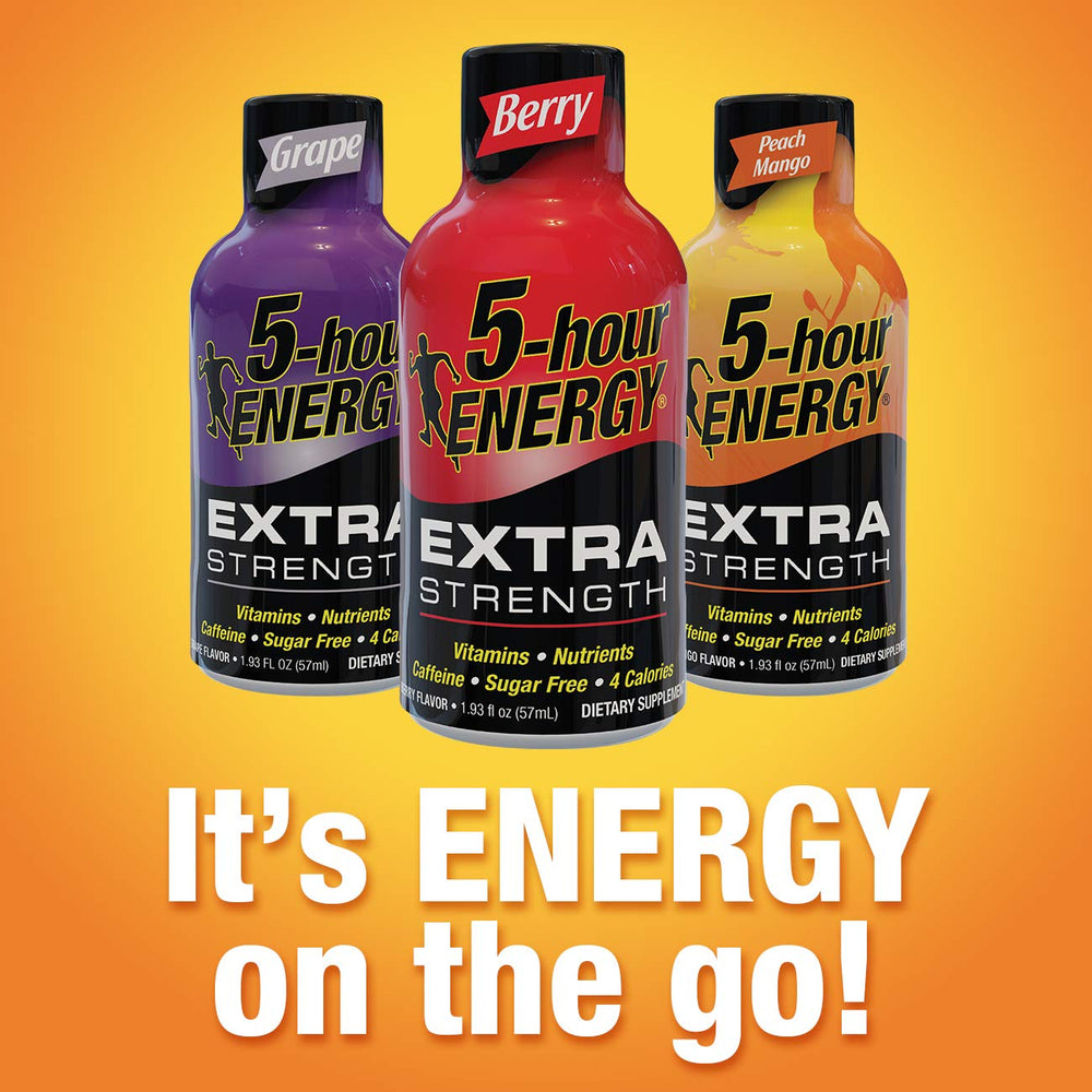 5-hour ENERGY next to a coffee cup for size comparison and portability benefit