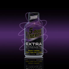 5-hour ENERGY close-up of extra strength label highlighting potency information