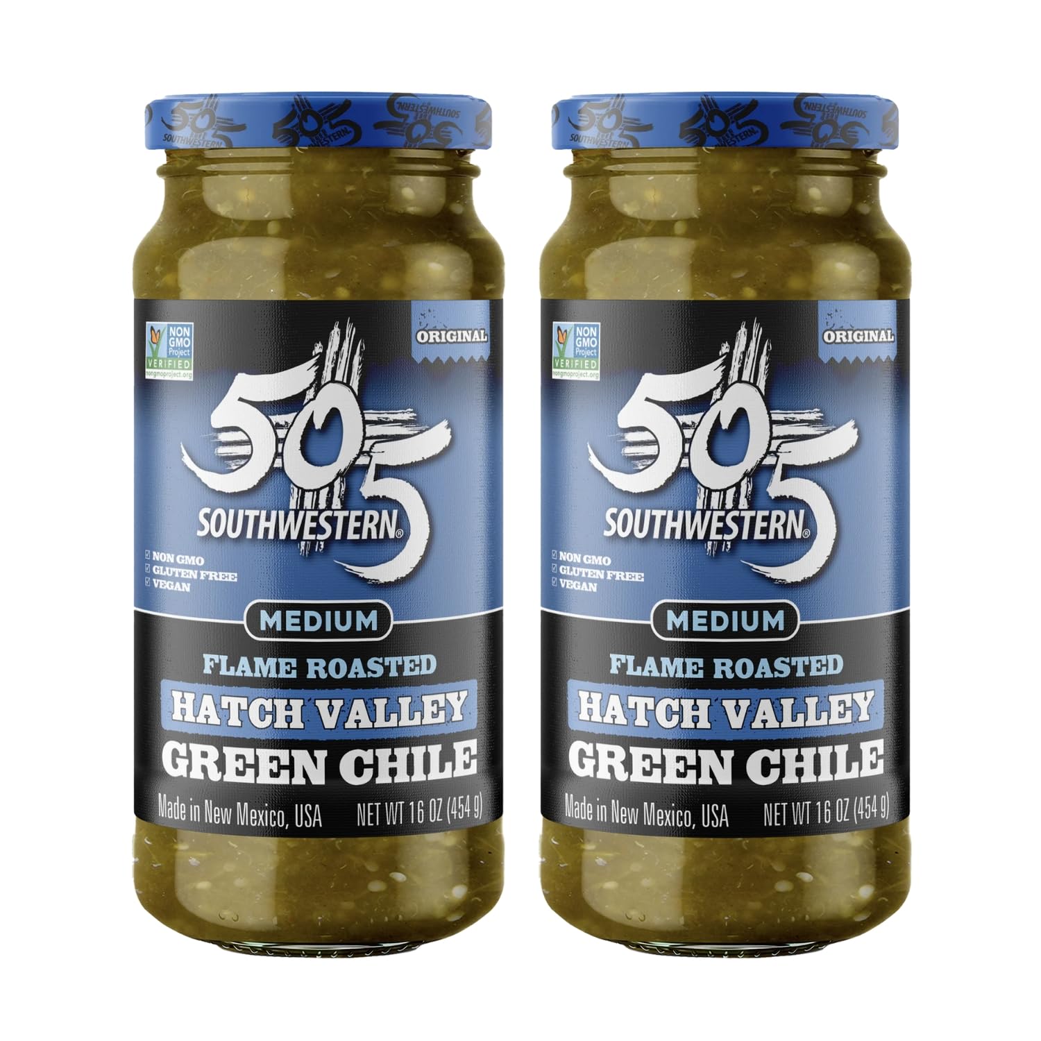 505 Southwestern front packaging shows two jars and pantry-ready benefit