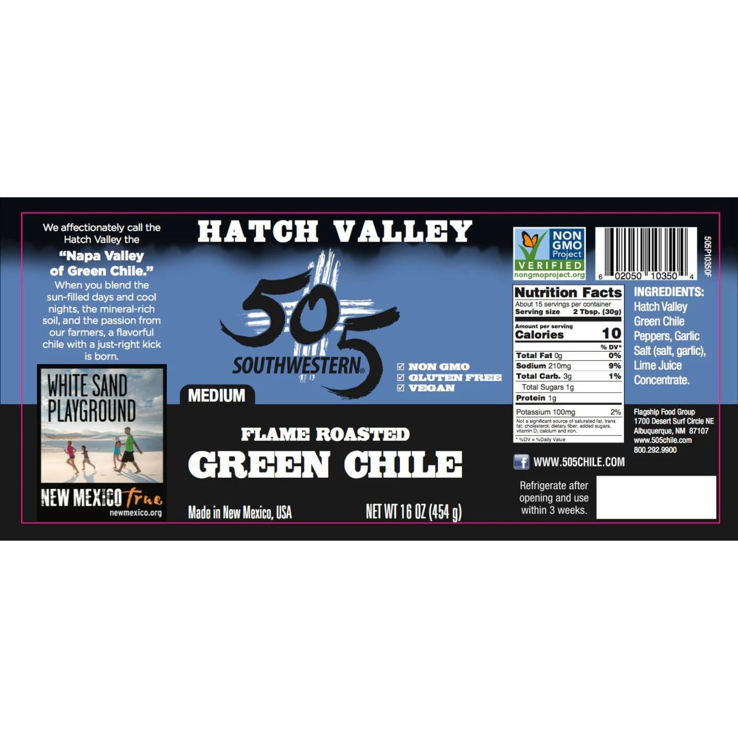 505 Southwestern jar open showing chunky chile texture and cooking convenience
