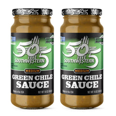 505 Southwestern jar front view showing medium green chile label and convenience