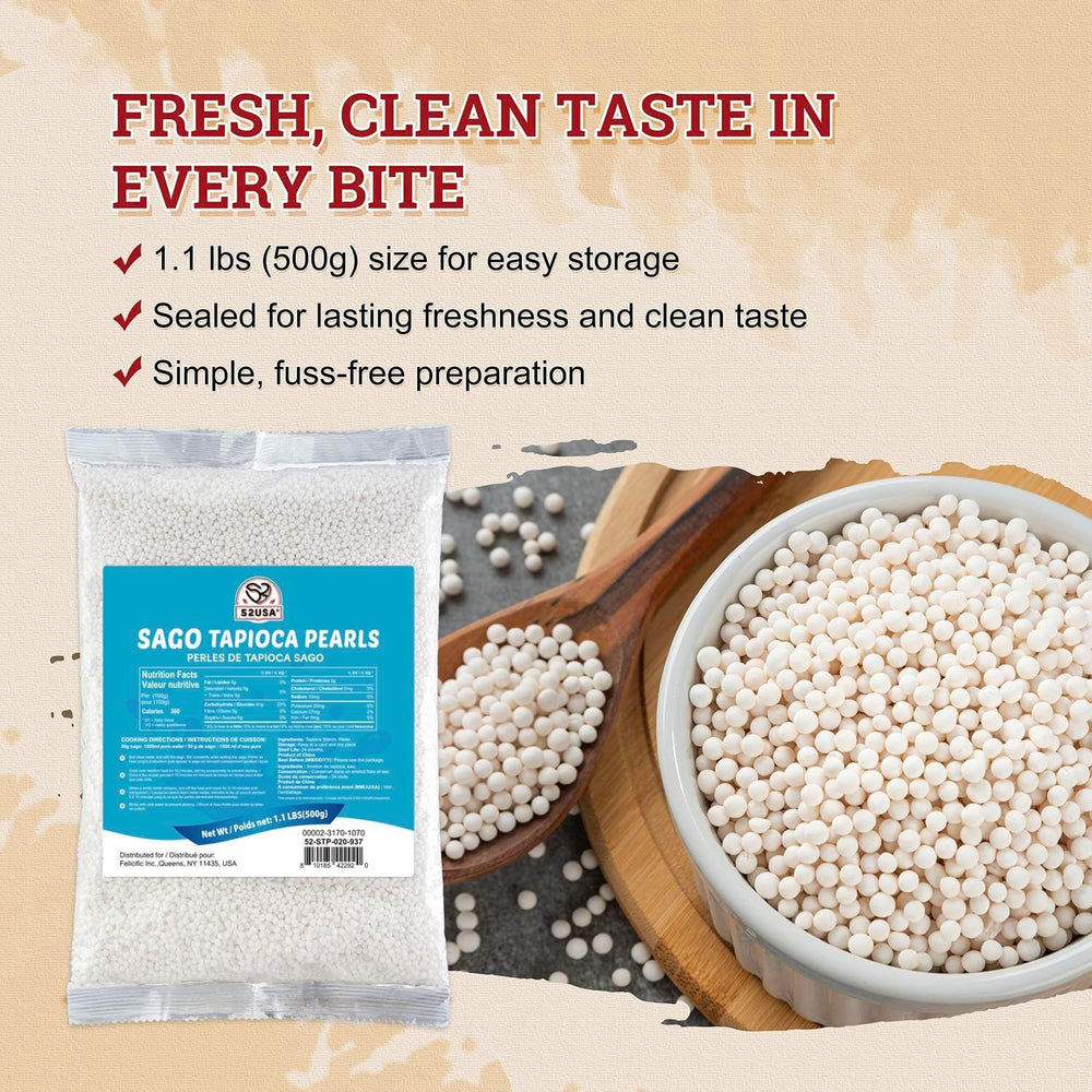 52USA semi-transparent cooked pearls on spoon illustrating chewy texture
