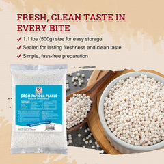 52USA semi-transparent cooked pearls on spoon illustrating chewy texture