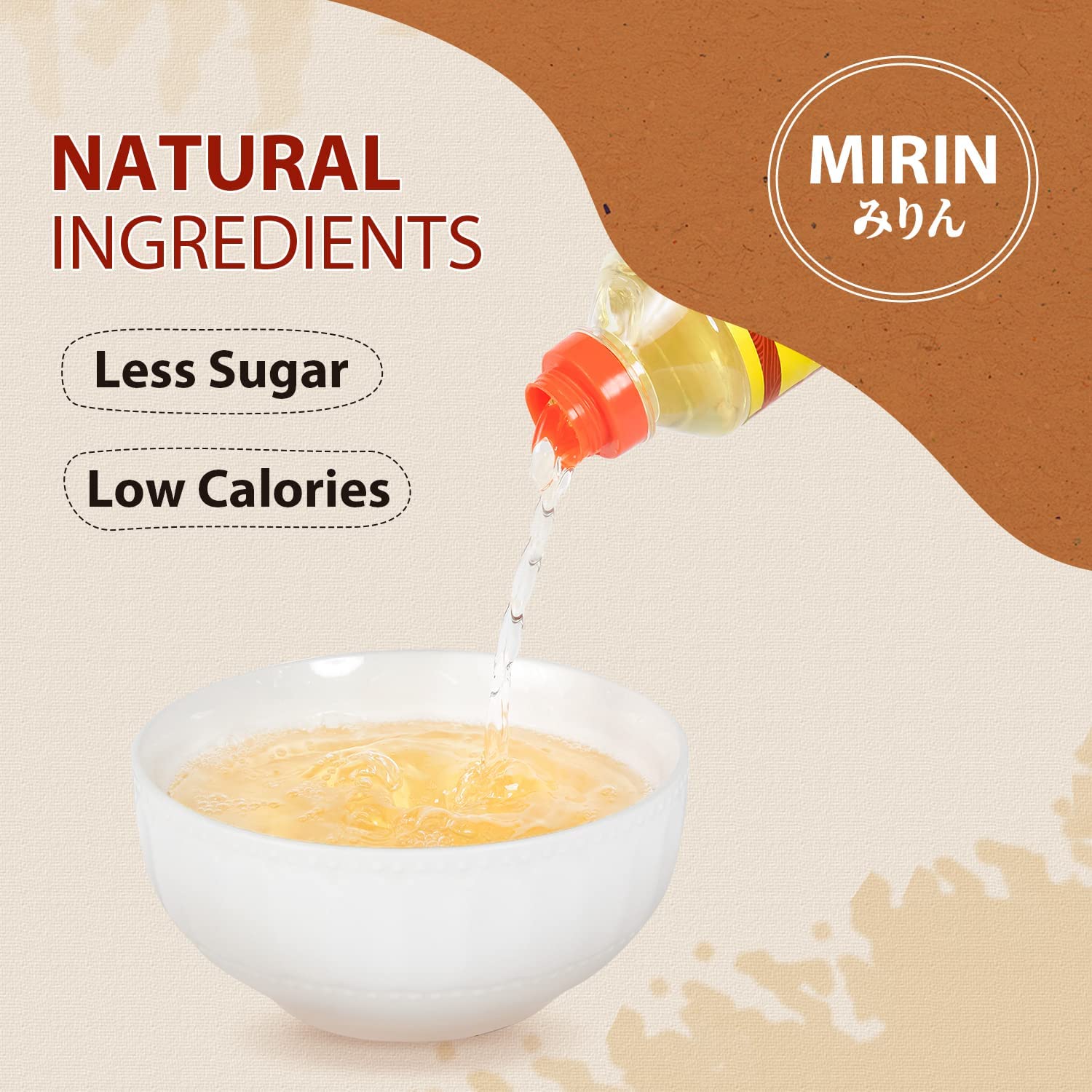 52USA mirin bottle next to measuring cup showing 500ml size and portion control benefit
