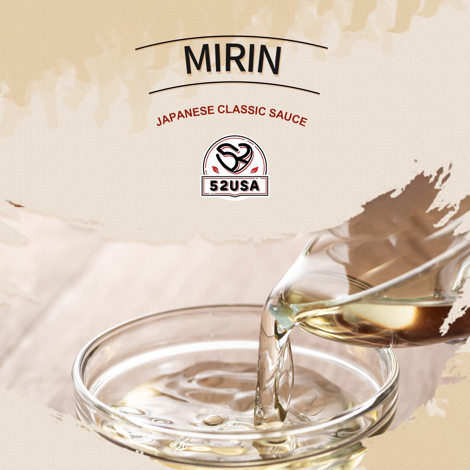 52USA mirin closeup label highlighting natural sugar and reduced-calorie benefits