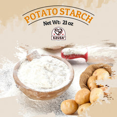 52USA potato starch powder close-up highlighting pure ingredient benefit