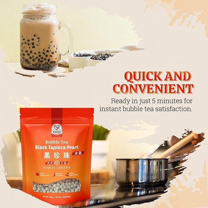 52USA.com served in glass bubble tea with straw, enhances drink texture and look