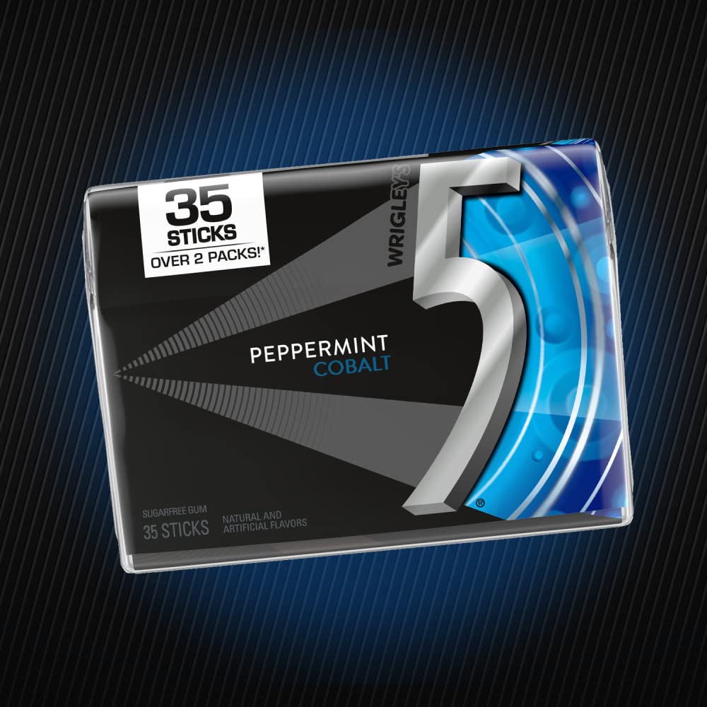 closeup of a single stick displaying texture and peppermint sheen for intense flavor