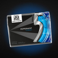 closeup of a single stick displaying texture and peppermint sheen for intense flavor