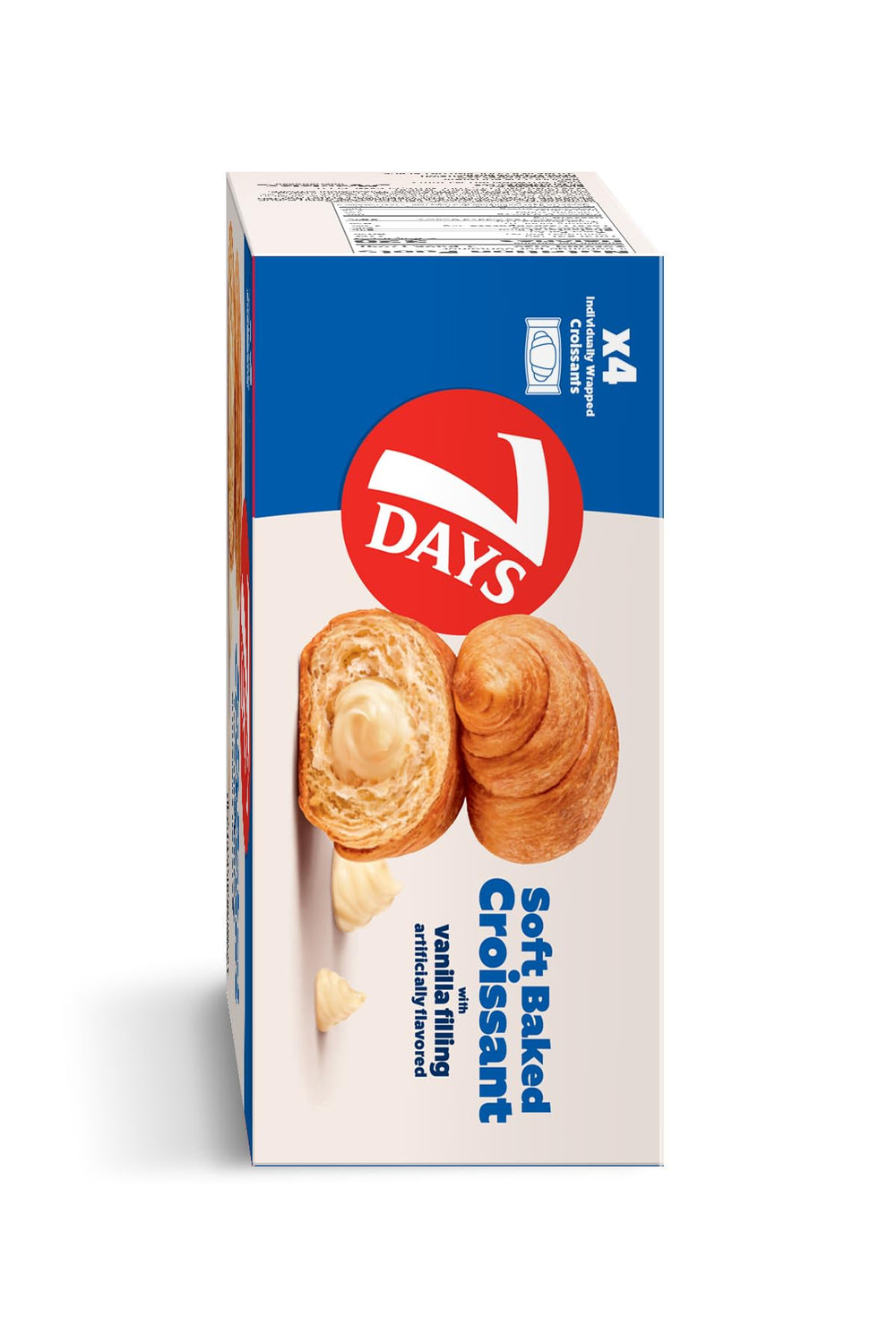 7Days croissant in hand for scale showing portable size and on-the-go suitability