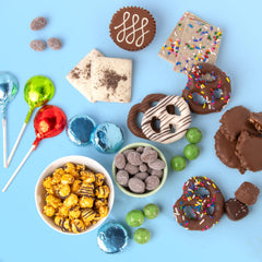 A Gift Inside close-up of chocolate bark and sprinkled pretzel highlighting premium texture