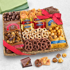 A Gift Inside detail of milk chocolate almond bark showing almond pieces and premium texture