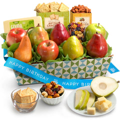 A Gift Inside front packaging showing assembled birthday fruit basket, great presentation