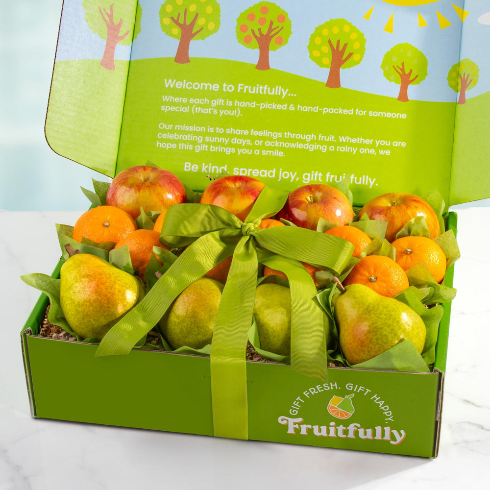 A Gift Inside fruit gift on dining table, showing elegant seasonal gifting