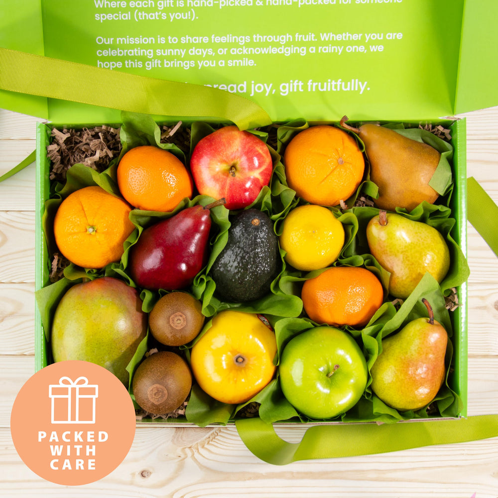A Gift Inside basket styled on table for gifting, showcasing presentation and convenience